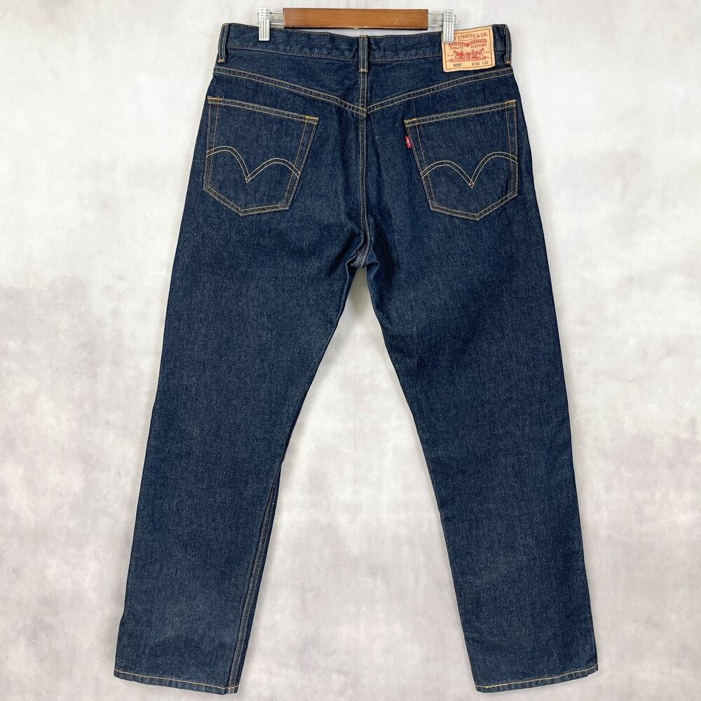 VTG 2004 Levis 505 Mens Jeans Size 36x32 Dark Wash Straight Leg‎ Regular Fit